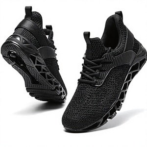 Zapatos para caminar de punto transpirables con cordones, zapatillas ligeras con amortiguación, punta redonda, calzado deportivo informal para hombre - Product Image 3