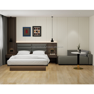 Juego de Dormitorio King Personalizable para Hotel de 3 Estrellas, Cama Moderna con Plataforma de Madera, Cabecero Tapizado, Mesitas de Noche, Armario, Mueble para TV, Apartamento - Product Image 1