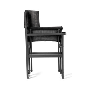 Chaise pliante rectangulaire en alliage d'aluminium épaissi pour l'extérieur, avec accoudoirs, noire, 61x53x83 cm, chaise de jardin pliable - Product Image 4