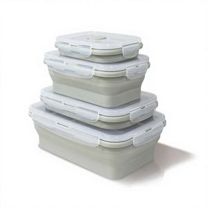 Recipientes de Silicona para Almacenamiento de Alimentos, Aptos para Microondas, Libres de BPA, Plegables, 4 Piezas, Lonchera de 350ML/540ML/800ML/1200ML - Product Image 3