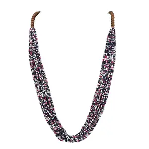 Dropshipping Hot vintage women's multi-layer beaded acrylic wood bead long necklace handmade necklace N476-N477