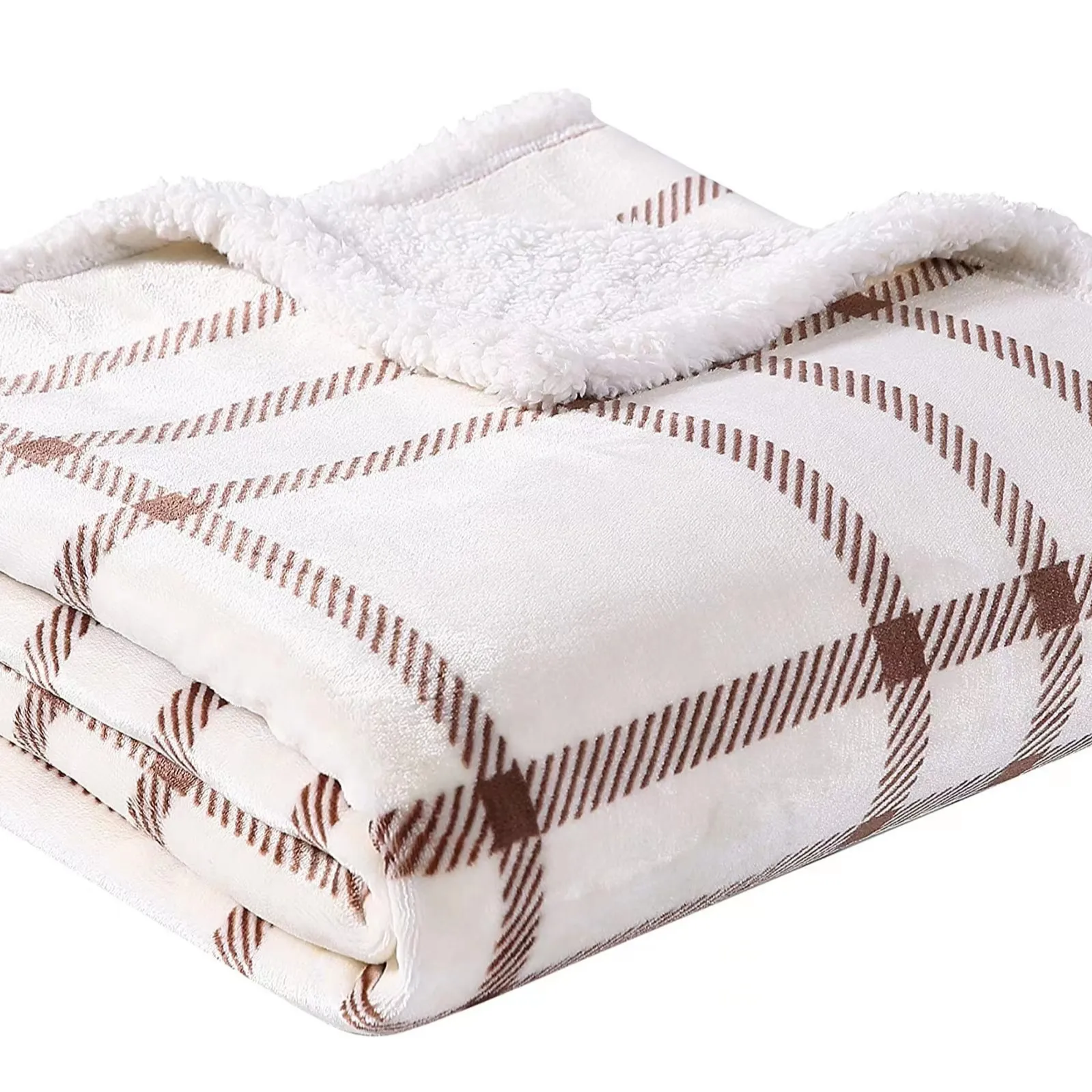 Custom High Quality Sherpa fleece Blanket Fuzzy Soft Warm thick blanket throw for sofa bed