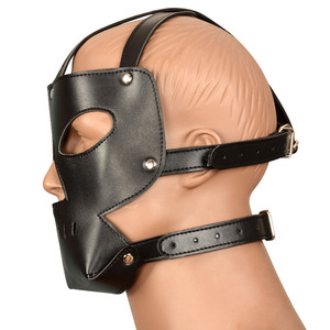 Sex Toys Men Restraint Headgear Couples Sexy Harness PU Leather Face Gear Adjustable Metal Buckles Halloween Party Masque <strong>Hood</strong>% - Product Image 4