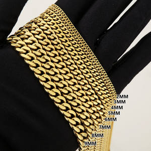 ヒップホップキューバ2mm-9mm 316Lステンレススチールネックレスロブスター留め金女性14kゴールドPVDメッキカーブチェーンキューバリンクチェーン - Product Image 1