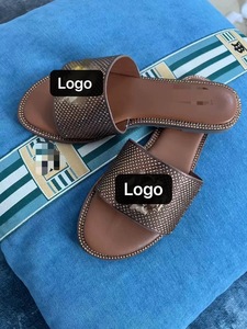 Sandalias planas con pedrería, <span class=keywords><strong>chanclas</strong></span> de una sola tira para mujer, pantuflas de alta calidad para mujer - Product Image 5