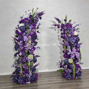 Arche de fleurs artificielles en soie pour mariage en plein air, décorée d'hortensias violets, faite à la main - Product Image 2