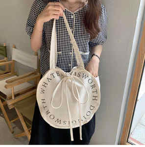 2025 מותאם אישית חדש מותאם אישית צורה עגולה פרטי תווית בד כותנה בד בד טוטה כתף רוכסן כתף רוכסן - Product Image 5