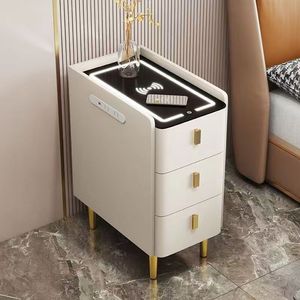 Armoire de chevet intelligente flottante avec chargeur sans fil et lumière LED, meuble mural pour chambre à coucher - Product Image 1
