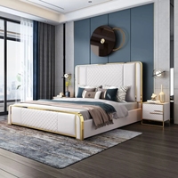 Vente directe d'usine de meubles de chambre à coucher d'art en flanelle d'agneau de style nordique mobilier de chambre à coucher italien de luxe moderne de grande taille ensemble de chambre à coucher