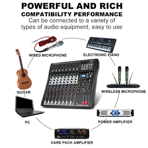 New Arrival DT8 Professional Audio Mixer USB Input 48V Performance 8 Channel Audio <b>Console</b> Mixer - Product Image 2