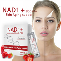 Complément Liquide OEM NAD+ 1000mg NR PQQ Resvératrol pour Femmes, Soin Visage, Saveur Fruitée, 30 Sachets, Booster Anti-Âge pour la Peau