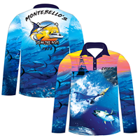 Vente en gros de maillots de pêche taille 50+, protection solaire, polos de pêche personnalisés, impression numérique intégrale, manches longues