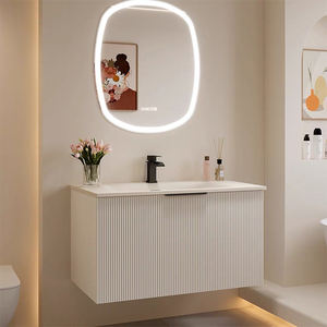 Nuevo precio de fábrica de diseño con tocador de material de PVC Gabinetes de baño de estilo moderno para la venta Iluminación de tocador de baño - Product Image 1