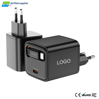 Chargeur mural GaN 65W PD 3.0 QC2.0, charge rapide, câble rétractable pour ordinateur portable, double port Type C, prise EU, adaptateur de voyage