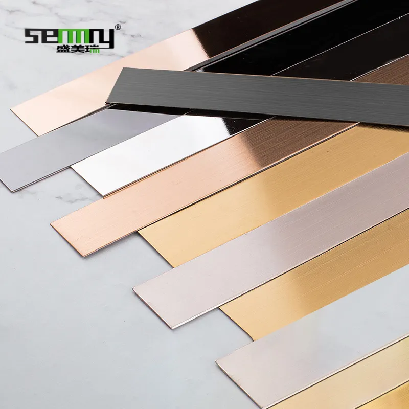 High Quality Hot Selling Stainless Steel Tile Trim Metal Wall Flat Strips For Decoration Stainless Steel Flat Tile Trim