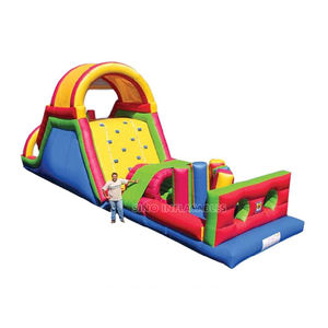 Parcours d'obstacles gonflable pour enfants arc-en-ciel commercial extérieur avec grand toboggan adapté aux locations gonflables - Product Image 1