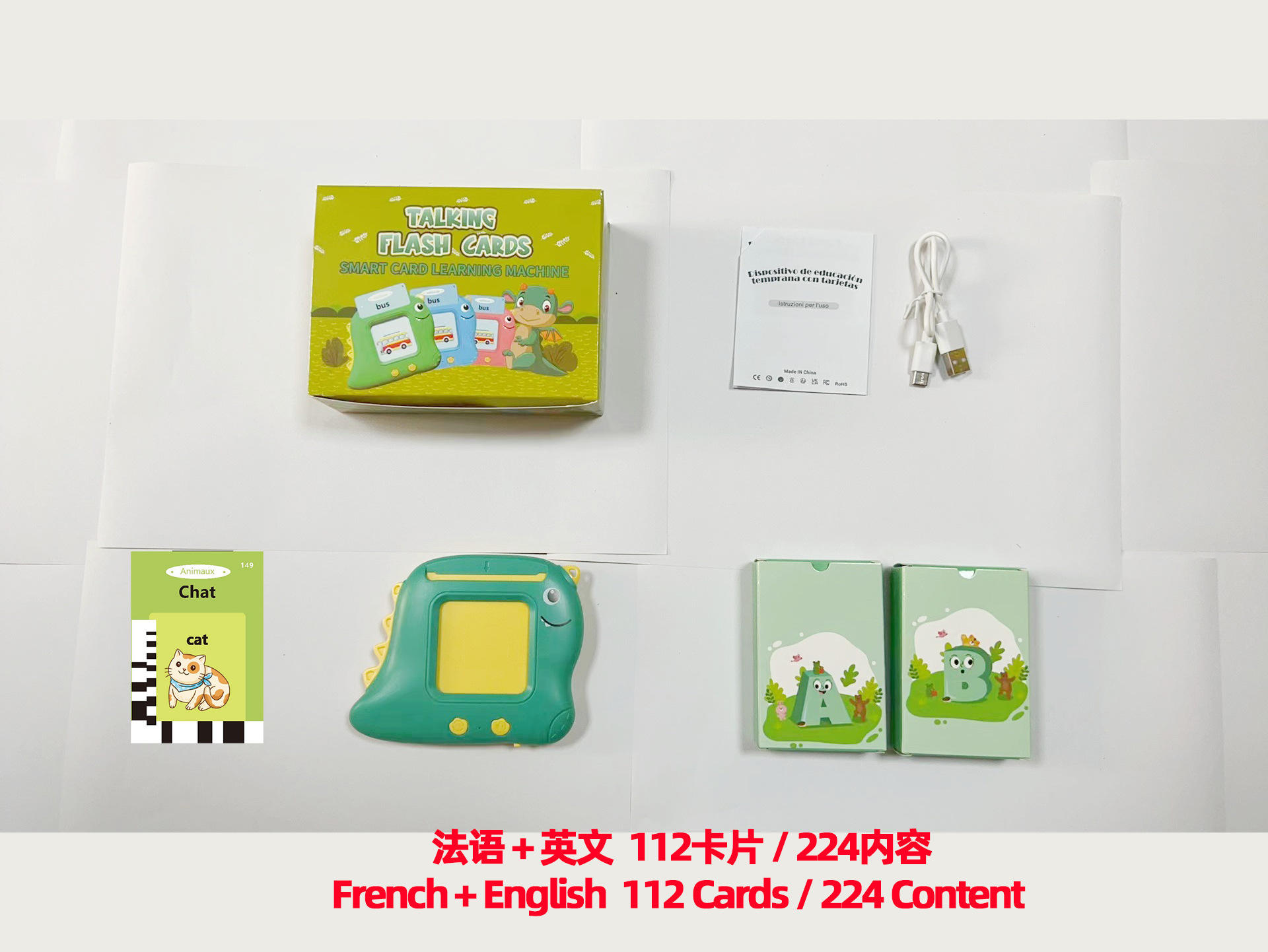 Dinosaure+Vert+Français+Anglais+224 Contenu