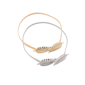 CITURONES Cintura elastica in metallo con fibbia a foglia da donna, cintura alla moda da 1 cm per abito - Product Image 2