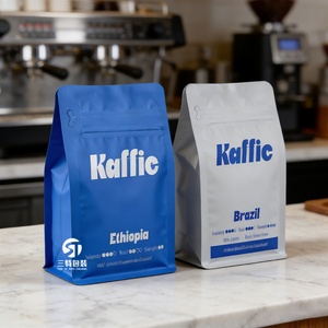 Bolsa de Café Personalizada con Impresión Digital UV Rápida, con Válvula y Cierre, Fondo Plano, 250g 500g, Bolsa de Empaque para Granos de Café Negro - Product Image 4