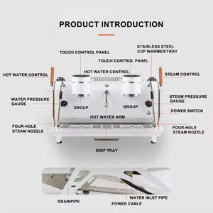 PANCERKA <span class=keywords><strong>Cafetera</strong></span> Semiautomática Profesional de Dos Cabezales Máquina de Café <span class=keywords><strong>Italiana</strong></span> de Dos Grupos para Uso Comercial Máquina de Café Espresso - Product Image 4