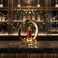 Porte-bouteille de vin en acrylique LED personnalisé de haute qualité, présentoir de vin conçu en usine, support publicitaire portable