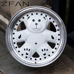 Nouvelles jantes de voiture en alliage d'aluminium moulé, design concave blanc, 15 pouces, <span class=keywords><strong>100</strong></span> PCD, motif ours en peluche mignon, jantes de luxe personnalisées - Product Image 2