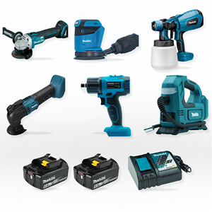 Paquete de Herramientas Eléctricas Profesionales <span class=keywords><strong>Makita</strong></span> 6 en 1 de 18V LXT con Dos Baterías de Litio de 6Ah y Cargador Rápido Original - Product Image 1