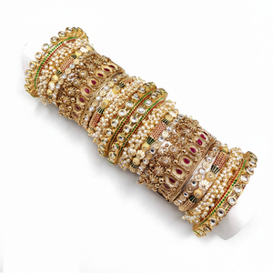 Charming Kundan Meenakari and Pearl <b>Bangles</b> <b>Set</b> Designer Glam Finish Jewelry for Women Perfect for Weddings - Product Image 2