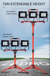 150W Three Head Portable Removable Adjustable Metal Telescoping Tripod <b>Led</b> Work <b>Light</b> Waterproof With 10Ft Power Cord Stand Port - Product Image 5