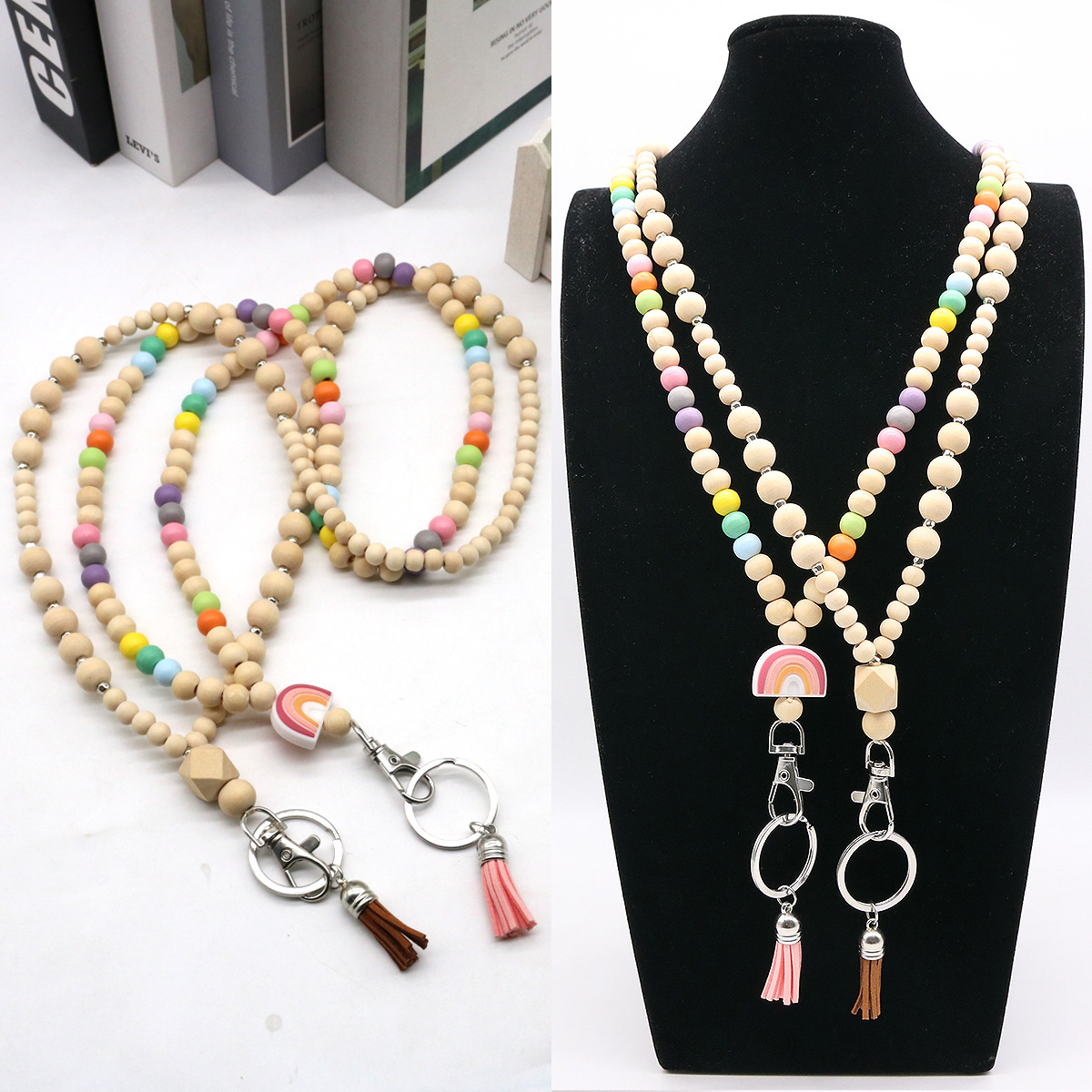 New Teacher Lanyard Gold and White Beaded Lanyard Classy Personalized Lanyard Customized Badge Holder Image 3