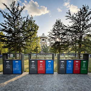 Thùng rác kim loại mạ kẽm lớn tùy chỉnh có thể để vệ sinh ngoài trời trong công viên cộng đồng đường phố & khu vực danh lam thắng cảnh có thiết kế hộp vỏ - Product Image 2