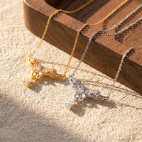 Collier tendance en forme de goutte d'eau avec fleur |   Chaîne de clavicule délicate en cuivre micro-pavé pour femmes