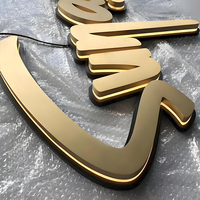 Personnalisé Grand Canal LED 3D Lettre Signe Métal Doré Extérieur Rétro-Éclairé Acrylique Bâtiment Lumineux Logos et Chiffres