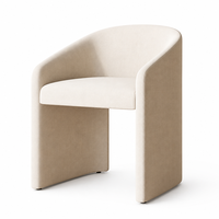 Fauteuil de salle à manger moderne rembourré en tissu crème, dossier incurvé, chaise tonneau, mobilier pour hôtel, restaurant, salle à manger