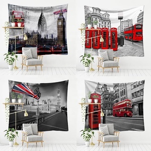 Raffiné Rouge Bus Série Art Décor Polyester Tenture <span class=keywords><strong>Porte</strong></span> Rideau Rectangle Tapisseries Noël Thanksgiving Pâques Présent - Product Image 2