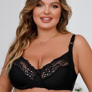 Sujetador YCH de encaje ultrafino transpirable con lazo, sin aros, push-up, para uso diario, copa completa, antideslizante, para mujer con busto grande - Product Image 6