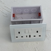 Interrupteur mural électrique britannique avec ports USB/Type-C, verre trempé, 220-250V 20A, durable, blanc/noir/gris, 2 voies, installation facile