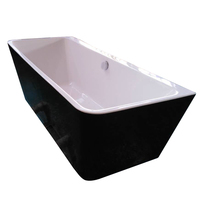 Baignoires autoportantes rectangulaires en acrylique blanc pur de style moderne pour hôtel, avec drain intégré