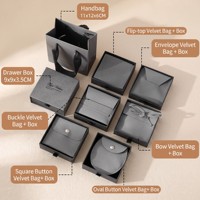 Boîte à bijoux en papier rigide avec pochette en velours, boîte d'emballage pour bijoux avec logo personnalisé pour bague, collier, boucles d'oreilles