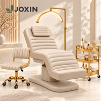 Table de massage électrique à 3 moteurs marron, réglable en hauteur, moderne, pour salon, avec mousse à mémoire de forme, lit esthétique en PU pour spa médical, certifiée CE