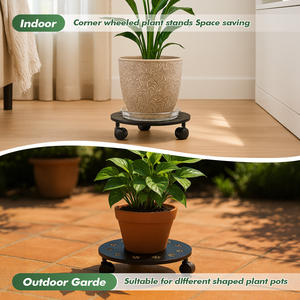 Heavy Duty Iron Plant Caddy with Wheels Rolling Plant Stand & <b>Dolly</b> Garden Use Drainage Holes - Product Image 5