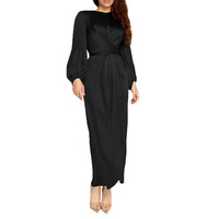 Abaya Musulmane Arabe de Dubaï en Soie Satinée Légère à Manches Longues Longueur Cheville Élégante et Modeste pour Femme Islamique Printemps-Été
