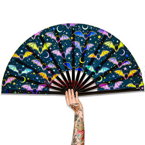 UV Glow พัดลมไม้ไผ่ขนาดใหญ่ของผู้หญิง,อุปกรณ์เสริมสำหรับงานเลี้ยงเทศกาลคลั่งผ้าพับได้น่า<span class=keywords><strong>รัก</strong></span> - Product Image 1