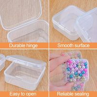 Boîte de Rangement Carrée en Plastique PP Transparent Recyclable avec Couvercle à Rabat pour Bagues et Bijoux