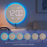 Horloge murale numérique à affichage LED grand format avec télécommande, affichage de la température, de la date et de l'heure, alarme électronique, écran intelligent RGB
