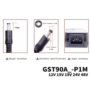 GST90A Series 90W <strong>AC</strong>-DC High Reliability Industrial Power <strong>Adapter</strong> 12/15/19/24/48 Desktop Single Output MEANWELL - Product Image 5