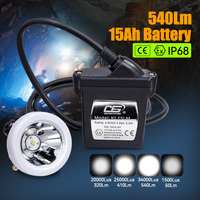 Lampe frontale minière KL15LM ATEX CE IP68, 15AH, 540Lm, 4 modes, LED, pour l'exploitation minière souterraine