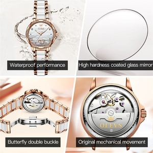 Montre mécanique en céramique de luxe OLEVS 6631 pour femmes, ensemble bracelet et collier en diamant, montre automatique pour femmes - Product Image 2