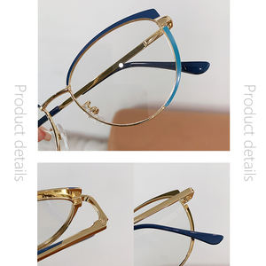 Atacado New Style Eyewear Tendência Customizável Cat Eye Frame Metal Anti Blue Light Blocking Óculos para Homens Mulheres - Product Image 3