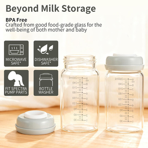 Biberón de Vidrio al por Mayor, Biberón de Boca Ancha de Borosilicato de Alta Calidad para Almacenamiento de Leche Materna, Biberón para Alimentación Infantil, Libre de BPA - Product Image 2